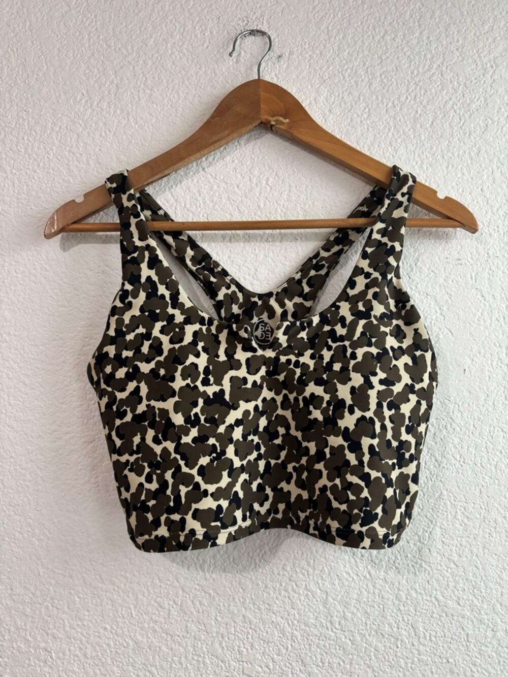 Sage Collective Leopard Print Sports Bra Black Cream Green Medium